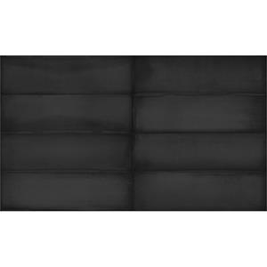 Estudio Wandtegel  Ghent Dark Charcoal Glossy 6.9x24 cm 