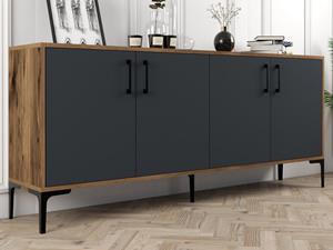 Mobistoxx Dressoir KIAN 4 deuren walnoot/antraciet