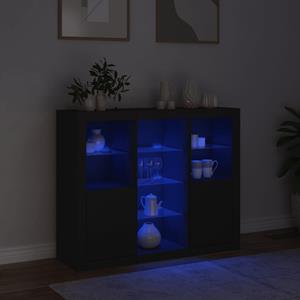 vidaXL Dressoirs met LED-verlichting 3 st bewerkt hout zwart