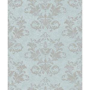 Praxis Vliesbehang Met Klassieke Ornamenten Licht Turquoise -groen - Taupe -grijs - Gouden Glans