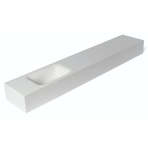 Fontein  Lea 120x22x12 cm Solid Surface Links Zonder Kraangat Mat Wit 