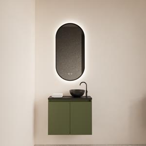 BWS Fonteinmeubel  Meadow 60x50 cm Olijf Groen Incl. Topplaat Mat Zwart 
