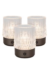 Lucide LILI - Oplaadbare Tafellamp - Accu/Batterij - Ø 8 cm - LED Dim to warm - 1x3W 2700K/3000K - Zwart chroom - Set van 3