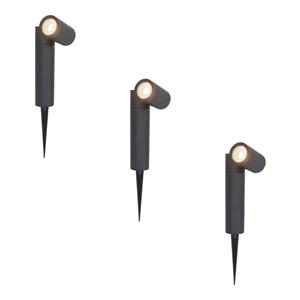 HOFTRONIC™ 3x Pinero dimbare LED prikspots - GU10 4000K neutraal wit - Kantelbaar - Tuinspot - Pinspot - IP65 voor buiten - Zwart