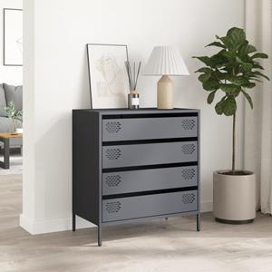 vidaXL Dressoir 68x39x73,5 cm koudgewalst staal antracietkleurig