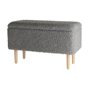 Lisomme Sem teddy bankje met opbergruimte grijs - 75 x 46 cm