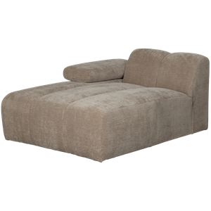 WOOOD Mojo Chaise Longue Element Links Geweven Ribstof Donker Zand