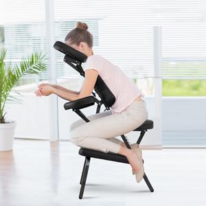 Costway Massagestoel Inklapbaar Tattoostoel in Hoogte Verstelbaar Therapiestoel Draagbaar Klapmassagestoel met Draagtas Zwart
