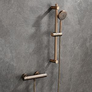 Saniclear Antique doucheset met thermostatische kraan, handdouche en glijstang verouderd messing