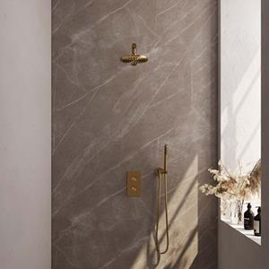 Brauer Thermostatische Inbouwdoucheset  Carving Rechthoekige Afdekplaat Goud (Alle Opties)
