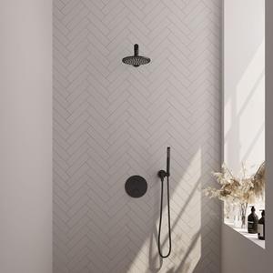 Brauer Thermostatische Inbouwdoucheset  Carving Met Ronde Afdekplaat Mat Zwart (Alle Opties)