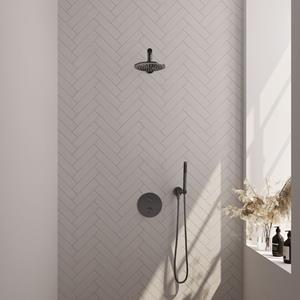 Brauer Thermostatische Inbouwdoucheset  Gunmetal Edition Met Ronde Afdekplaat (Alle Opties)