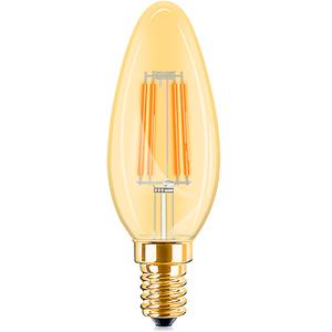 BES LED LED Lamp E14 Kaars Filament - Brinton - Amber 4W 360lm - 822 Zeer Warm Wit 2200K - C35 | Vervangt 32W