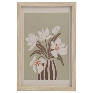 Poster bloemen met vaas mdf/glas 30x20 cm