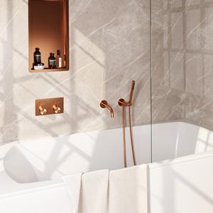 Brauer Inbouwthermostaat set  Copper Edition Met Drukknoppen Incl Baduitloop Koper (Keuze Handdouche)