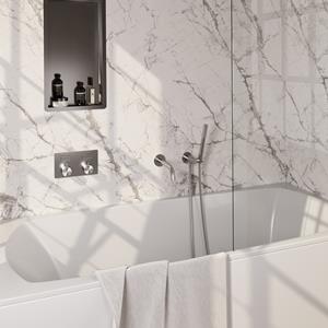 Brauer Inbouwthermostaat set  Brushed Edition Met Drukknoppen Incl Baduitloop RVS (Keuze Handdouche)
