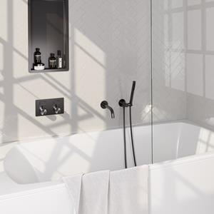 Brauer Inbouwthermostaat set  Gunmetal Edition Met Drukknoppen Incl Baduitloop Gunmetal (Keuze Handdouche)