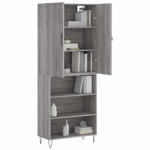 vidaXL Hoge kast 69,5x34x180 cm bewerkt hout grijs sonoma eikenkleurig