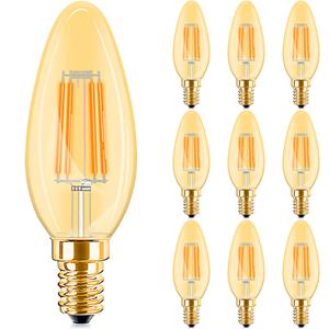 BES LED Voordeelpak 10x LED Lamp E14 Kaars Filament - Brinton - Amber 4W 360lm - 822 Zeer Warm Wit 2200K - C35 | Vervangt 32W