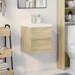 vidaXL 2-delige Badkamermeubelset bewerkt hout sonoma eikenkleurig