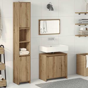 vidaXL 3-delige Badkamermeubelset bewerkt hout artisanaal eikenkleur