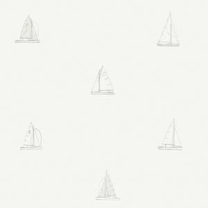 Dutch Wallcoverings Joy - Zeilboten - Wit/Grijs