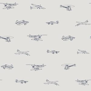 Dutch Wallcoverings Joy - Vliegtuigen - Grijs/Blauw