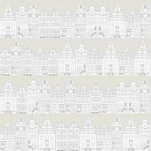 Dutch Wallcoverings Joy - Grachtenpanden - Beige/Wit