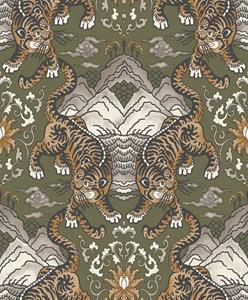 Dutch Wallcoverings Khalili - Tora Khaki - Groen/Oranje