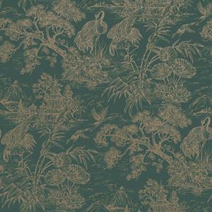 Dutch Wallcoverings Arboretum - Natoru Aqua Gold - Groen/Goud