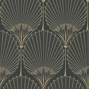 Dutch Wallcoverings Asperia - Nile Palm - Zwart/Goud