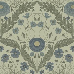 Dutch Wallcoverings Blomstermala - Marguerite Bl/Grn - Blauw/Groen