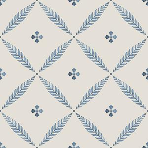 Dutch Wallcoverings Blomstermala - Henry White/Blue - Wit/Blauw
