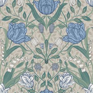 Dutch Wallcoverings Apelviken - Filippa Wht/Grn/Blue - Wit/Groen/Blauw