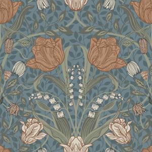 Dutch Wallcoverings Apelviken - Filippa Blue/Blush - Blauw/Beige