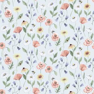 Dutch Wallcoverings Rosenlycka - Flowers Blue - Multi