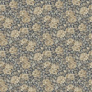 Dutch Wallcoverings Rosenlycka - Roses Blue/Ochre - Blauw/Oker