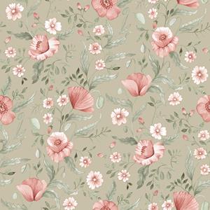 Dutch Wallcoverings Rosenlycka - Garden Flowers Green - Multi