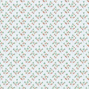 Dutch Wallcoverings Rosenlycka - Strawberries Blue - Blauw/Groen/Rood