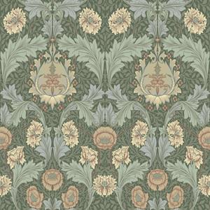 Dutch Wallcoverings Hidden Tr2 -Myrtle Green/Apricot - Groen/Abrikoos