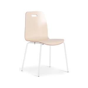 Kuipstoel Alina, stapelbaar, berkenhout/wit, VE = 4 stuks