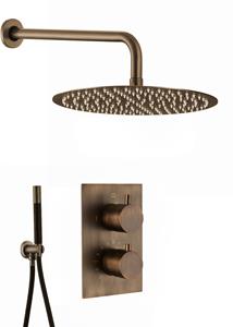 Saniclear Antique Pro inbouw regendouche met 30cm hoofddouche en wandarm verouderd messing