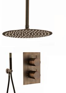 Saniclear Antique Pro inbouw regendouche met 30cm hoofddouche en plafondarm verouderd messing