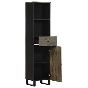 vidaXL Badkamerkast 38x33x160 cm massief mangohout zwart