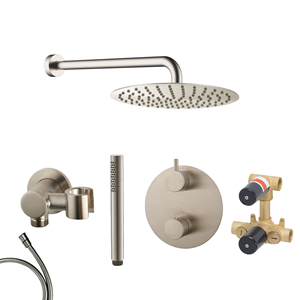 Mueller Round inbouw regendouche rond met 30cm hoofddouche en muurarm 40cm RVS