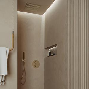 Saniclear Cube inbouw regendouche rond met inbouw douchekop 30x30cm en staafhanddouche geborsteld messing - mat goud