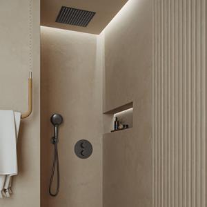 Saniclear Cube inbouw regendouche rond met inbouw douchekop 30x30cm en 2 standen handdouche verouderd ijzer - gunmetal
