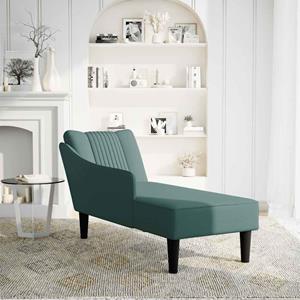 vidaXL Chaise longue met rechterarmleuning fluweel donkergroen