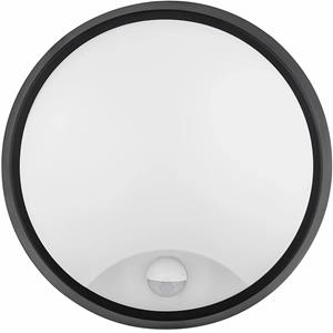 BES LED LED Wandlamp met Sensor - Kozolux Sorta - 20W 1600lm - Warm Wit 3000K - IP54 - Rond - Zwart