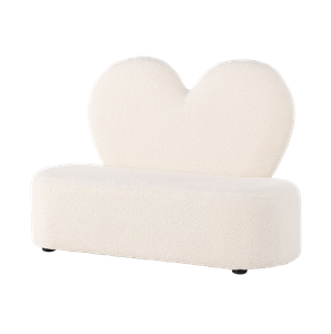 Nest living Aryna kinderbankje teddy wit - met hartvormige rugleuning